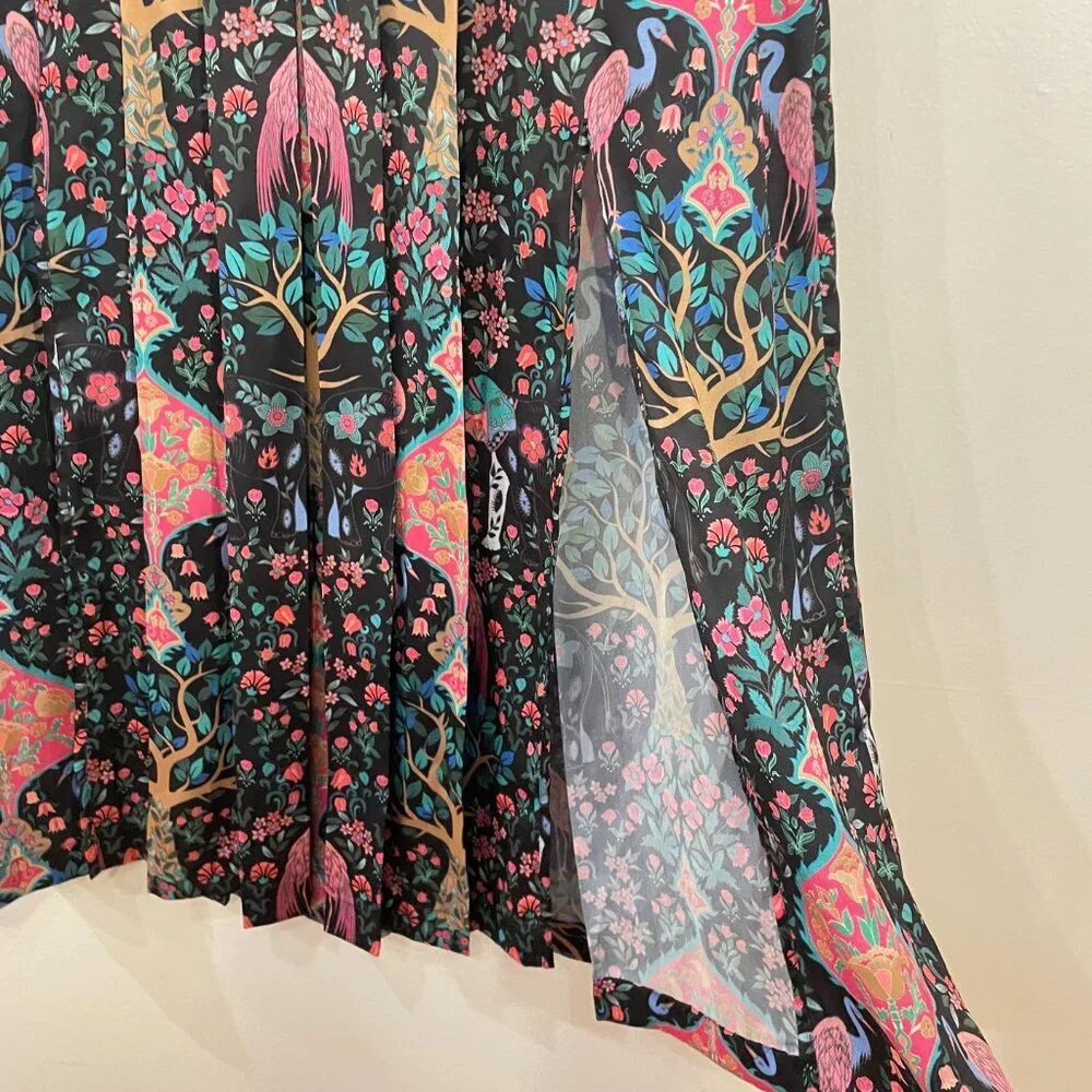EUC Sandro Ivane Enchanted Forest Midi Skirt 0, XS $295 - Picture 8 of 12